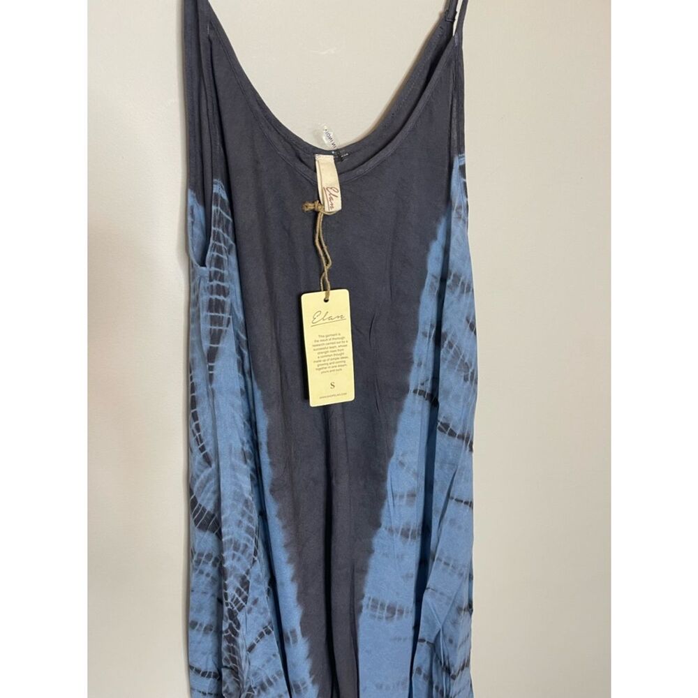 Elan Tie Dye Maxi Dress Handkerchief Hem Boho Draped Adjustable Straps NWT - Picture 5 of 8